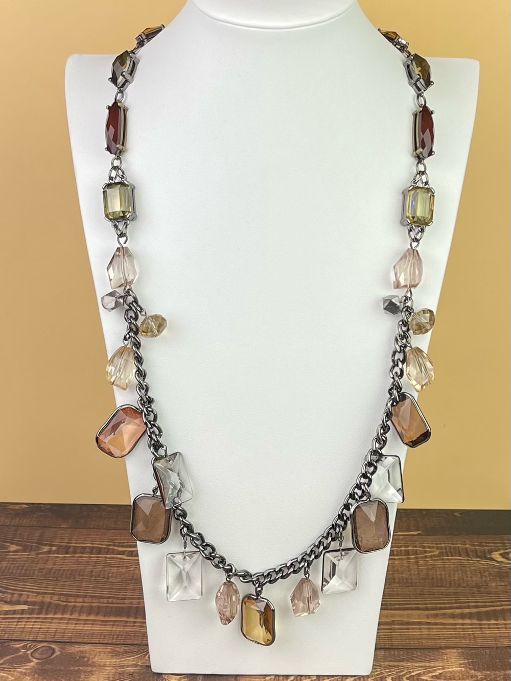 Chico’s Earth Tone Multi-Gemstone Statement Necklace
